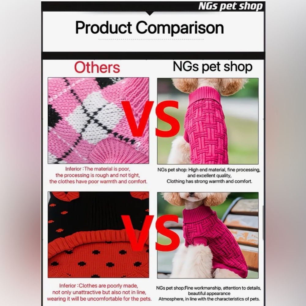 🥳 2 for $15 🥳 Red and Black Cable-Knitted Heart Club Spade Dog or Cat Sweater - Picture 10 of 11